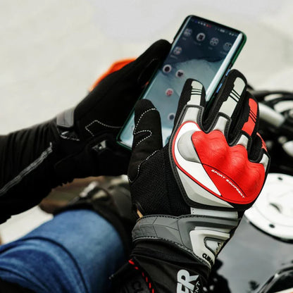 Avelena | Atmungsaktive Ganzfinger Motorradhandschuhe mit Touchscreen – Schützend
