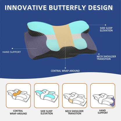 Avelena | Zervikales Memory-Schaum-Kissen | Orthopädisches Konturdesign mit kühlendem Bezug für Rücken-, Seiten- & Bauchschläfer | Kissen für Rückenschläfer