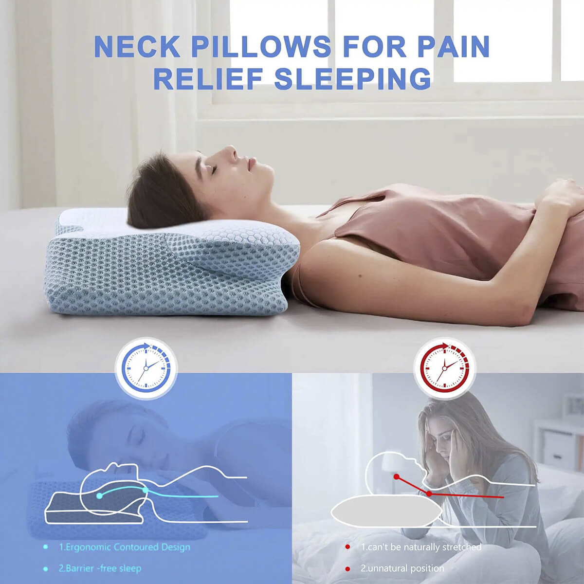 Avelena | Zervikales Memory-Schaum-Kissen | Orthopädisches Konturdesign mit kühlendem Bezug für Rücken-, Seiten- & Bauchschläfer | Kissen für Rückenschläfer