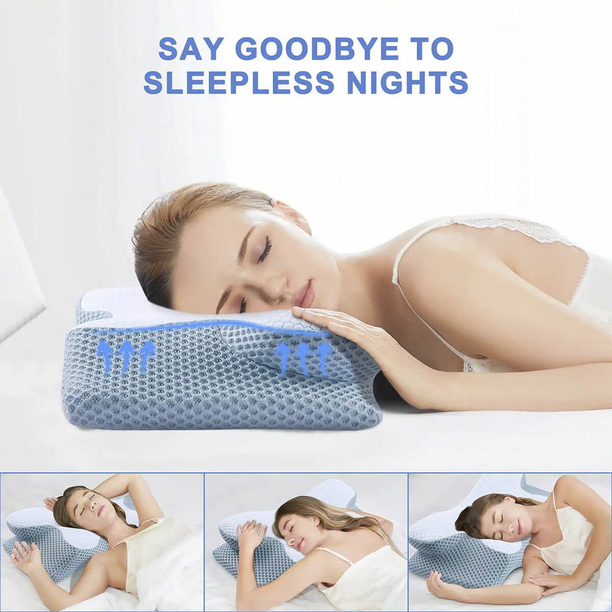 Avelena | Zervikales Memory-Schaum-Kissen | Orthopädisches Konturdesign mit kühlendem Bezug für Rücken-, Seiten- & Bauchschläfer | Kissen für Rückenschläfer