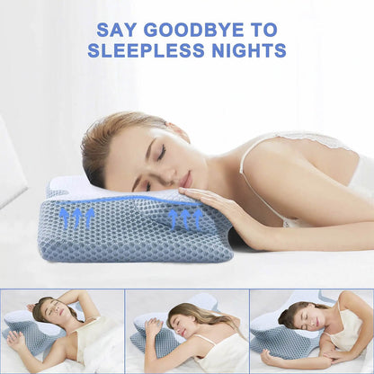 Avelena | Zervikales Memory-Schaum-Kissen | Orthopädisches Konturdesign mit kühlendem Bezug für Rücken-, Seiten- & Bauchschläfer | Kissen für Rückenschläfer