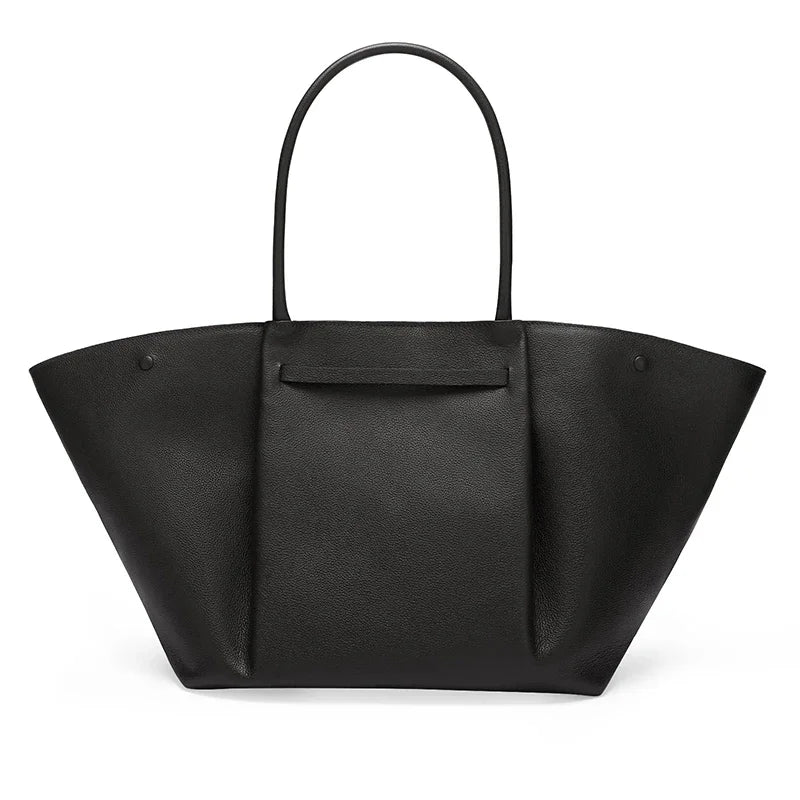 Avelena | Tassa Luxus Oversized Schultertasche mit goldener Verschluss - Elegante Minimalistische Tote für Frauen
