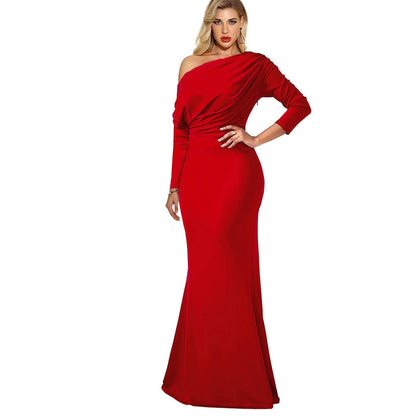 Avelena | Hochwertiges Perfekt Geplatteltes Abendkleid mit Langen Ärmeln