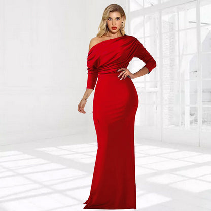 Avelena | Hochwertiges Perfekt Geplatteltes Abendkleid mit Langen Ärmeln