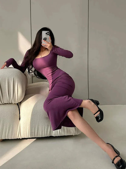 Avelena | Stilvolle Einfarbige Damenkleid