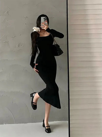 Avelena | Stilvolle Einfarbige Damenkleid