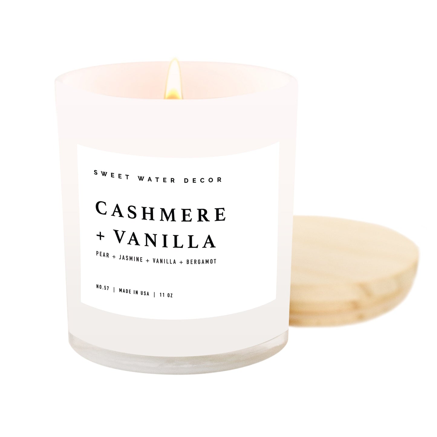 Avelena | Cashmere und Vanille Sojawachskerze, Weißes Glas 11Oz