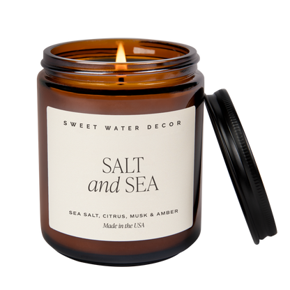 Avelena | Salz und Meer Sojawachs Kerze Amber Glas 9 Unzen