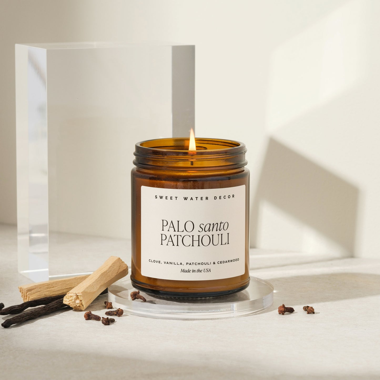 Avelena | Palo Santo Patchouli Sojawachs Kerze Amberglas 9 Oz