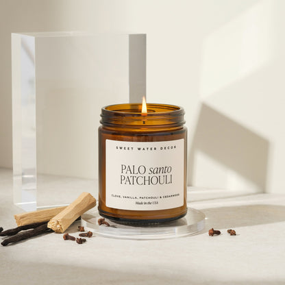 Avelena | Palo Santo Patchouli Sojawachs Kerze Amberglas 9 Oz