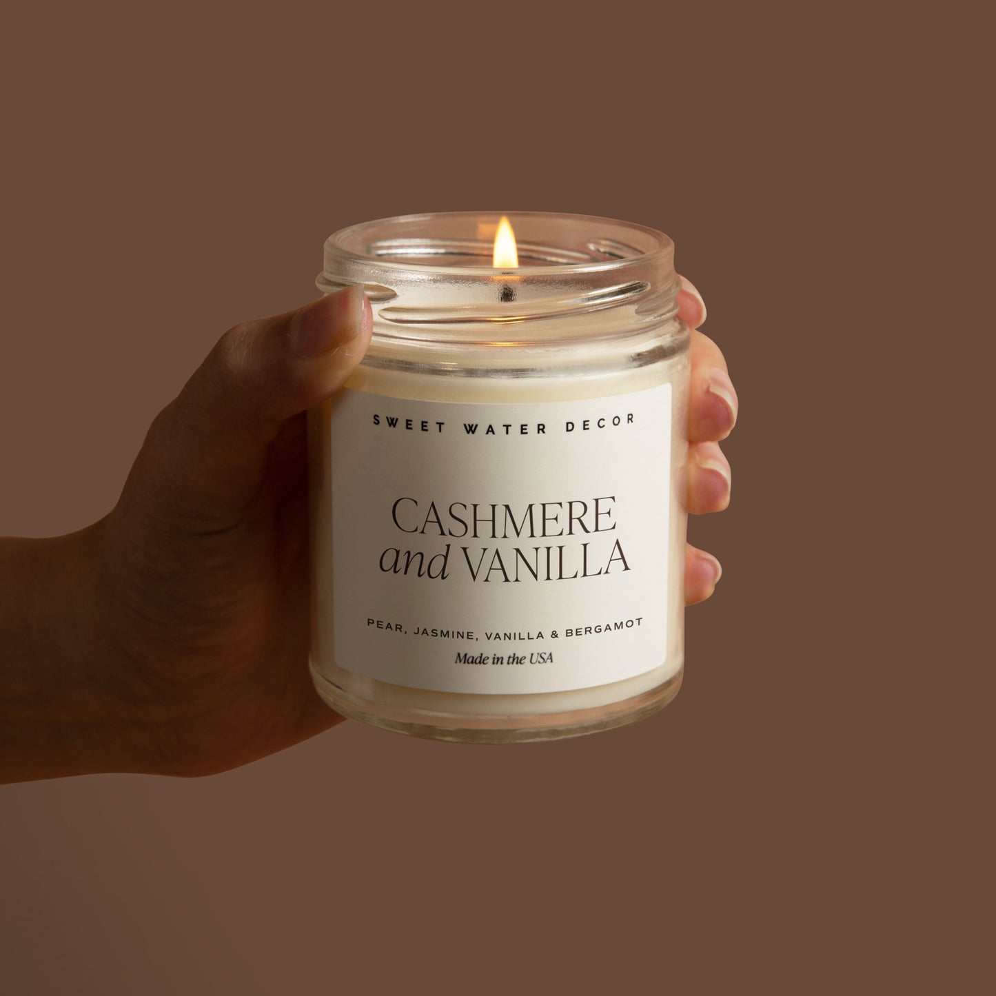 Avelena | Cashmere und Vanille Sojawachslicht, Klare Behälter 9Oz