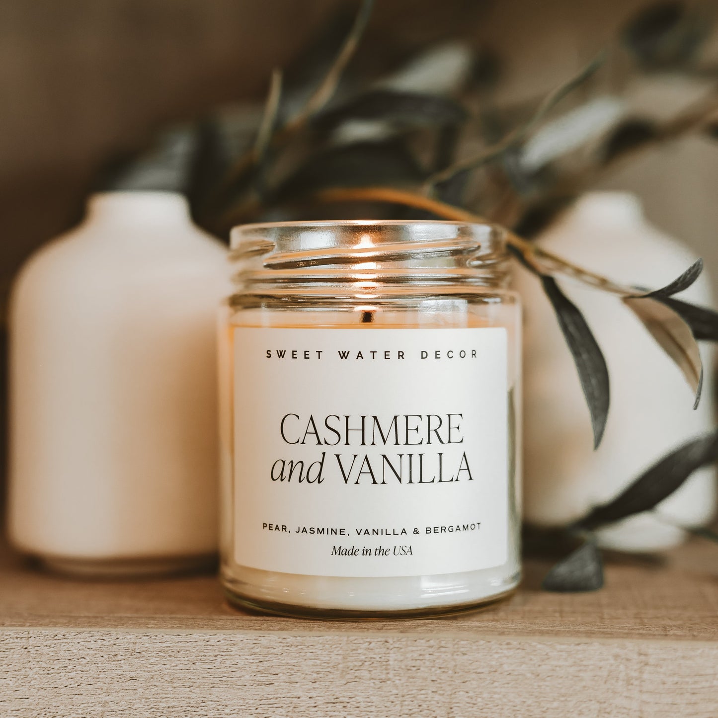 Avelena | Cashmere und Vanille Sojawachslicht, Klare Behälter 9Oz