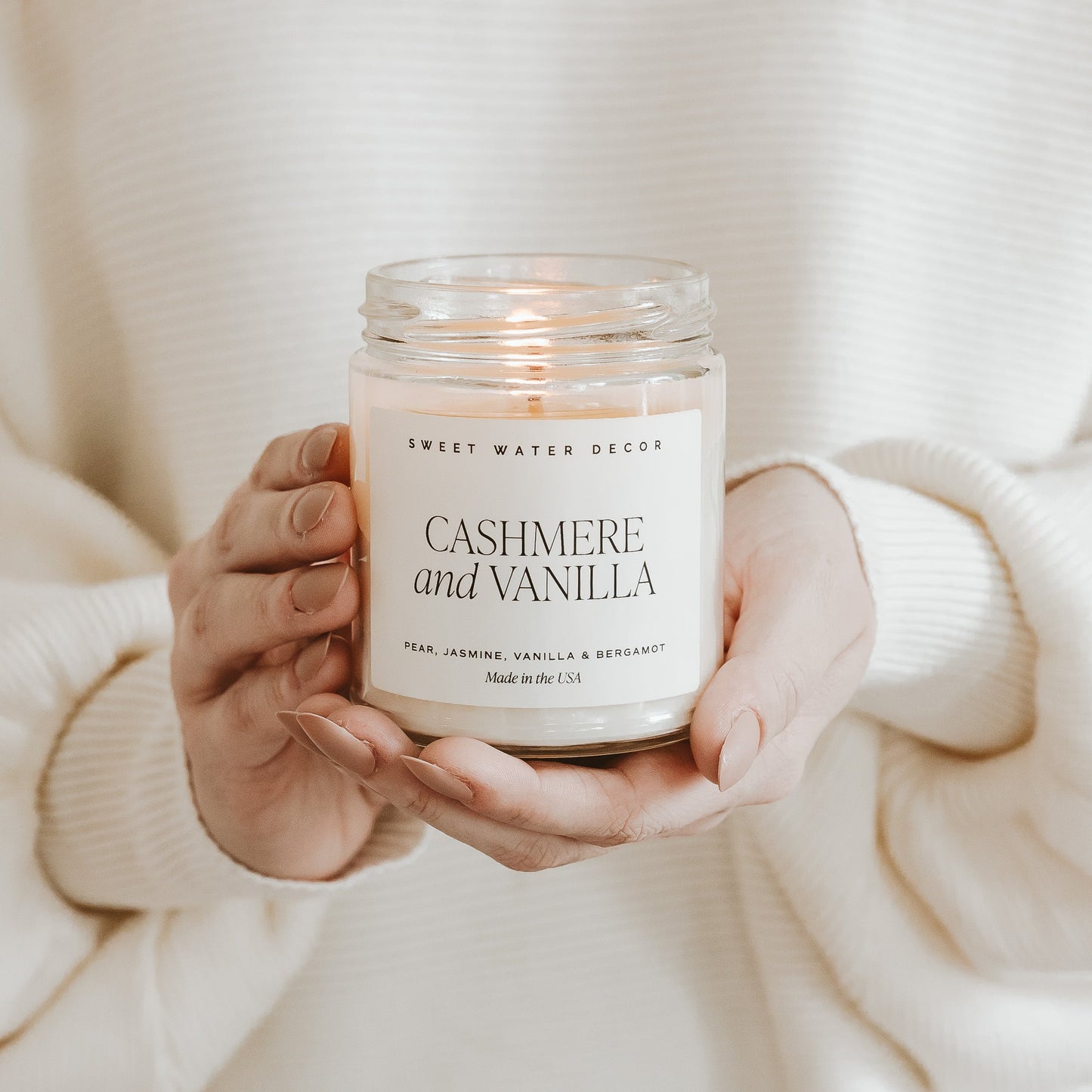 Avelena | Cashmere und Vanille Sojawachslicht, Klare Behälter 9Oz