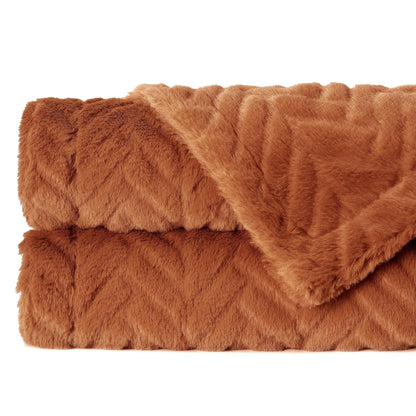 Avelena | Geprägter Fake Fur Geworfen Teppich