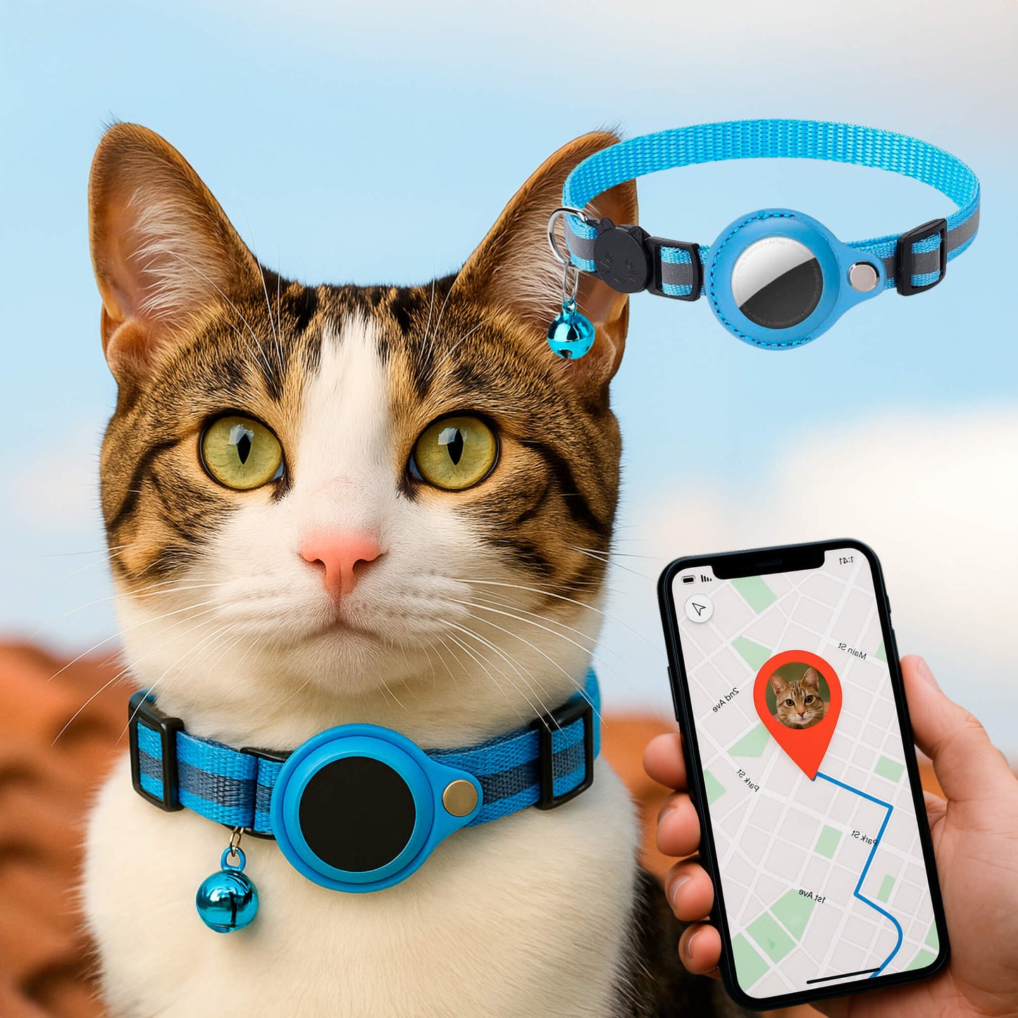Avelena | Katzen GPS Tracker Halsband | Schnellverschluss, reflektierendes Design & strapazierfähig für Outdoor-Sicherheitsabenteuer