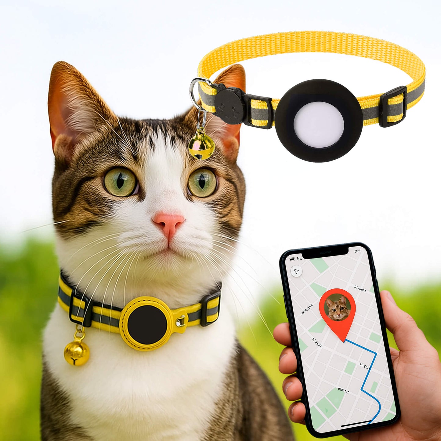 Avelena | Katzen GPS Tracker Halsband | Schnellverschluss, reflektierendes Design & strapazierfähig für Outdoor-Sicherheitsabenteuer