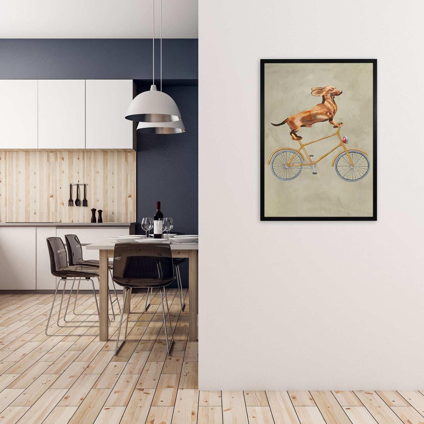 Avelena | Dackel Auf Fahrrad Kunstdruck Von Coco Deparis