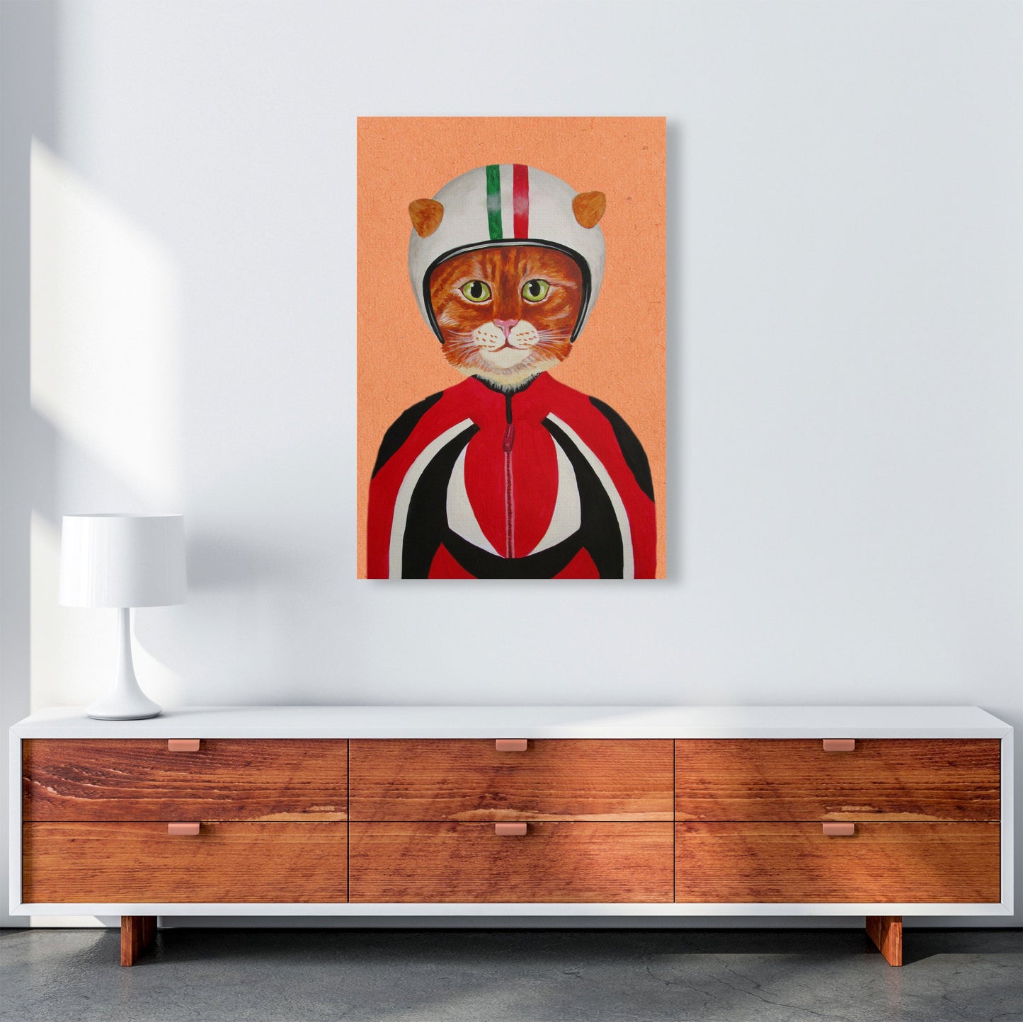 Avelena | Katze mit Helm Kunstdruck