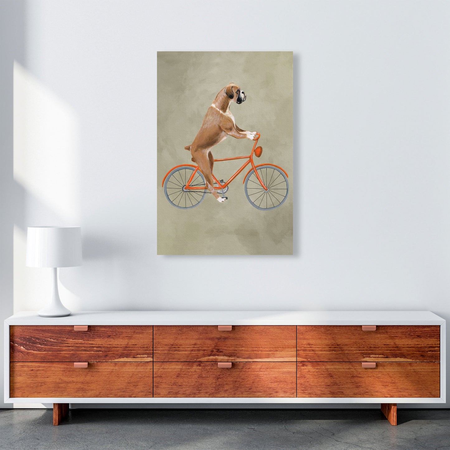 Avelena | Boxer Auf Fahrrad Kunstdruck