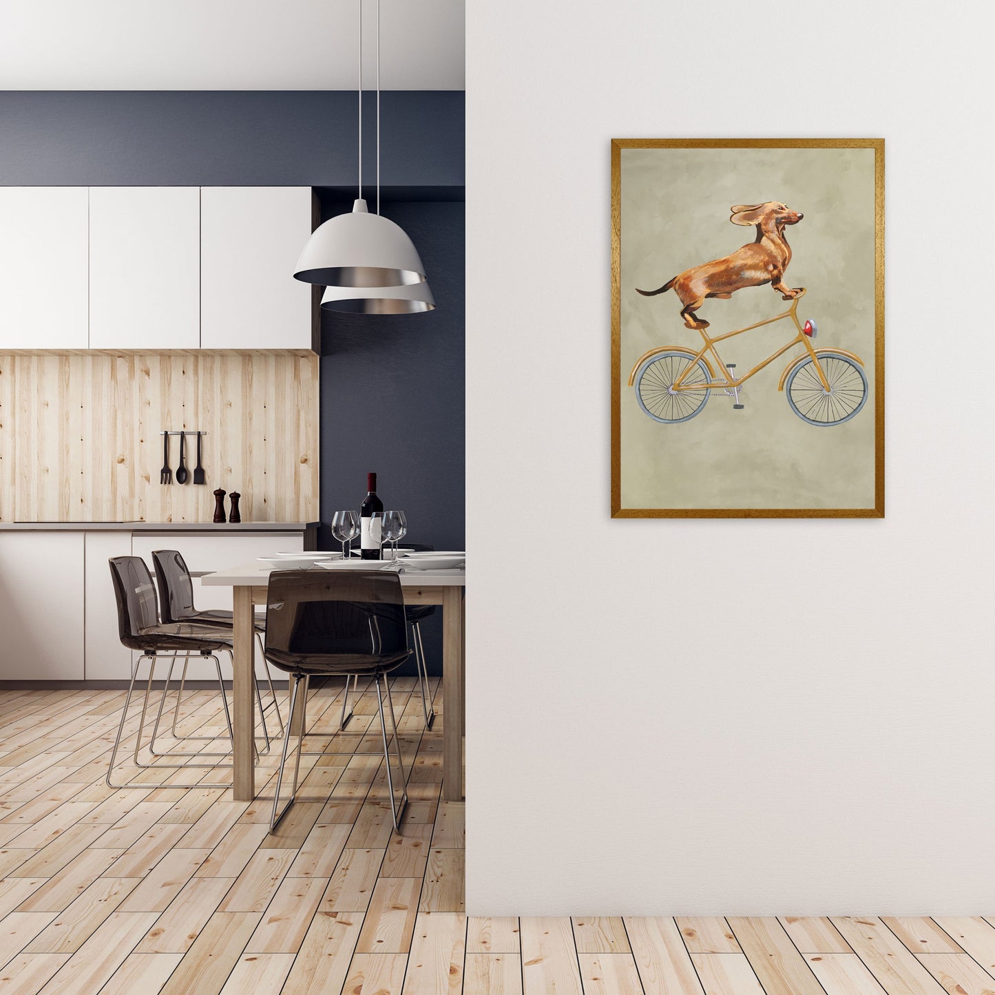 Avelena | Dackel Auf Fahrrad Kunstdruck Von Coco Deparis