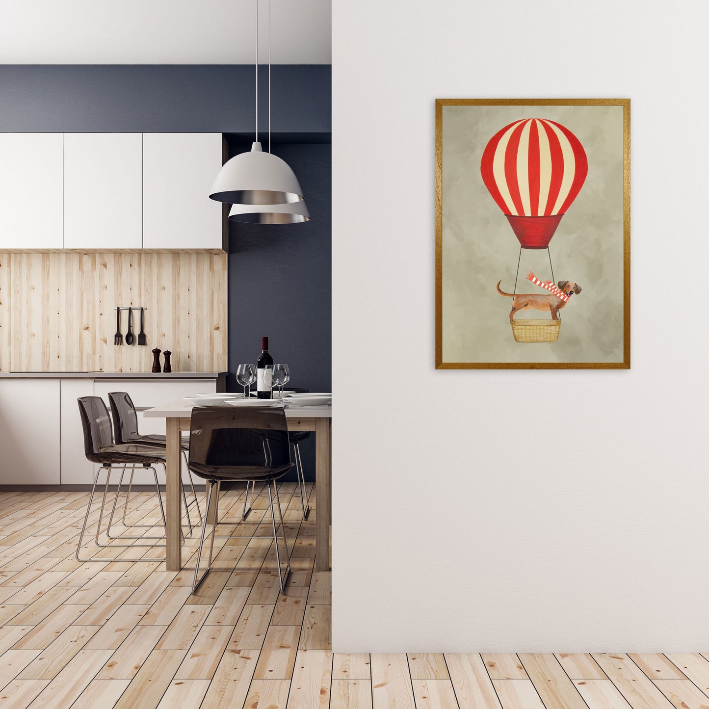 Avelena | Dackel mit Luftballon Kunstdruck Von Coco Deparis