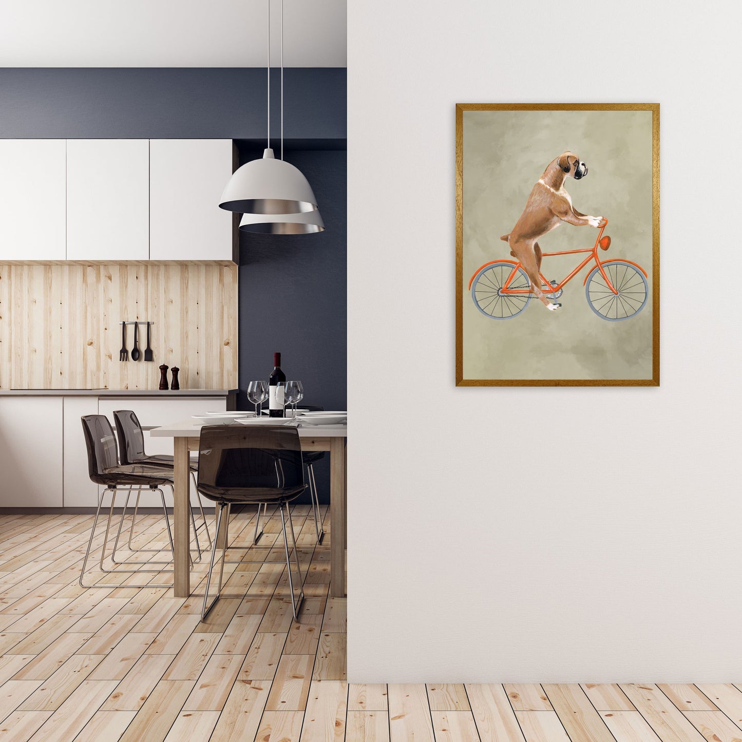 Avelena | Boxer Auf Fahrrad Kunstdruck