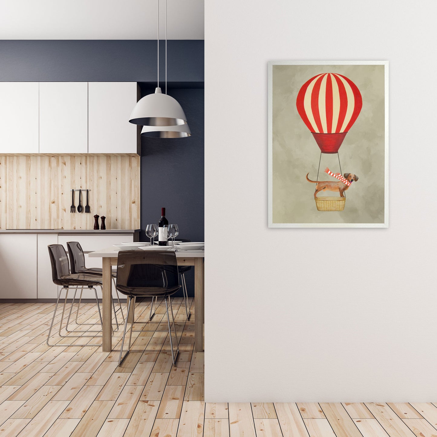 Avelena | Dackel mit Luftballon Kunstdruck Von Coco Deparis