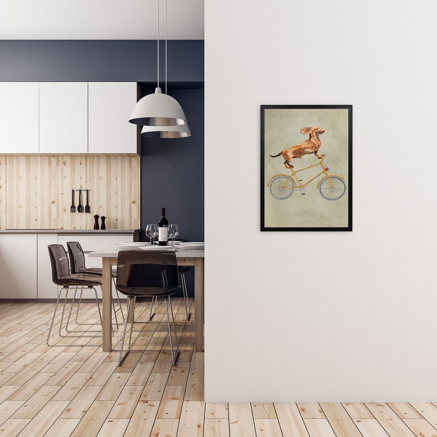 Avelena | Dackel Auf Fahrrad Kunstdruck Von Coco Deparis