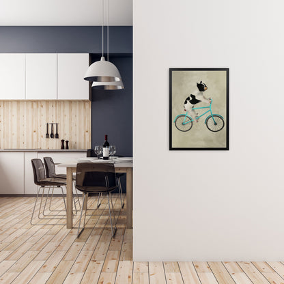 Avelena | Bulldog auf Fahrrad Kunstdruck