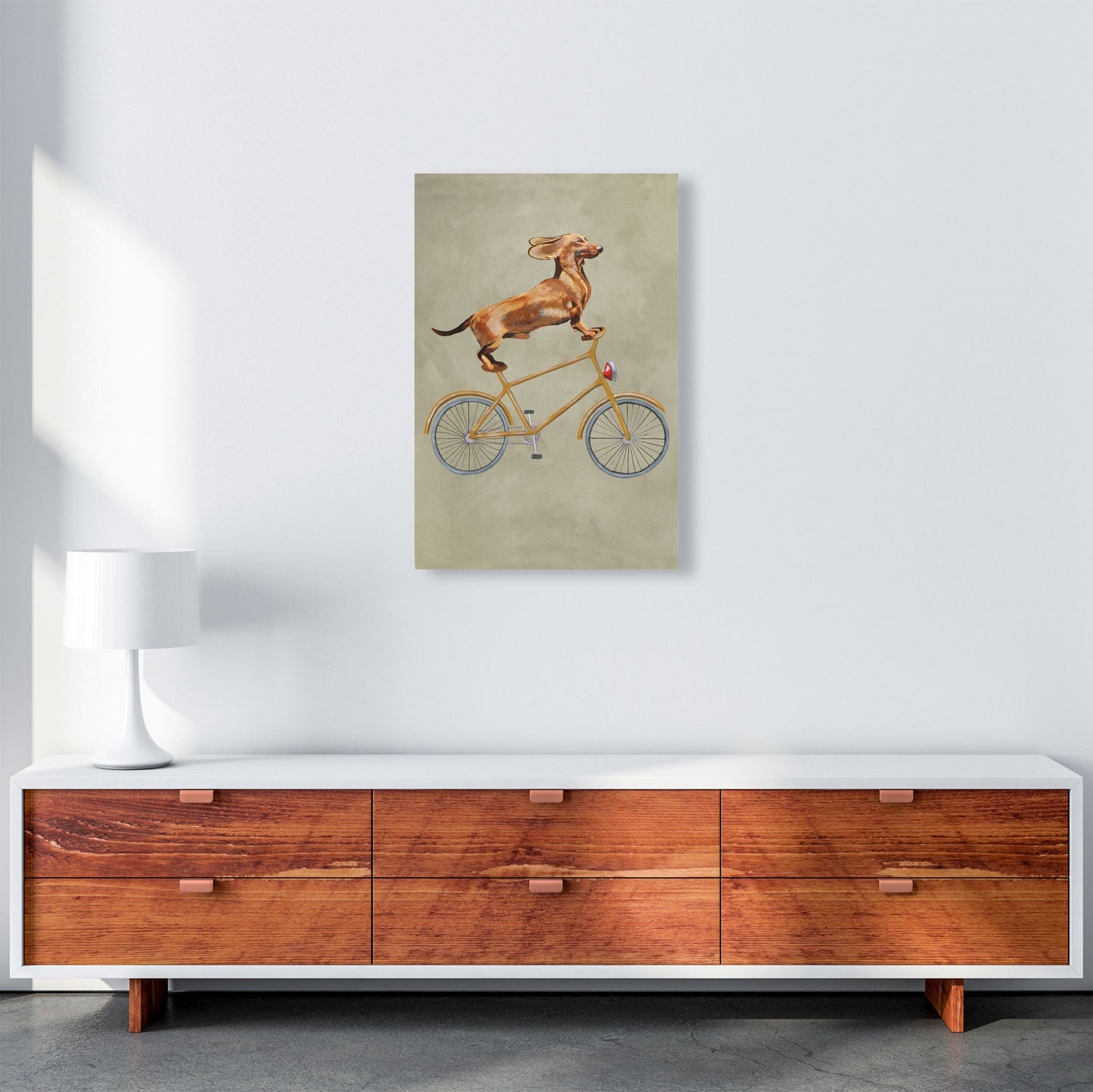 Avelena | Dackel Auf Fahrrad Kunstdruck Von Coco Deparis