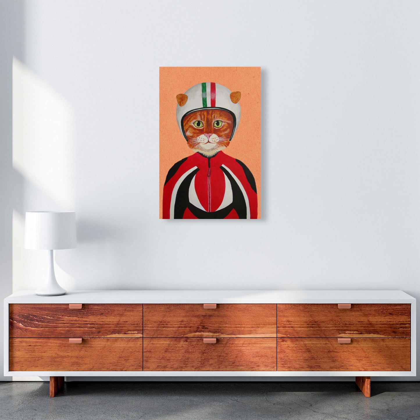 Avelena | Katze mit Helm Kunstdruck