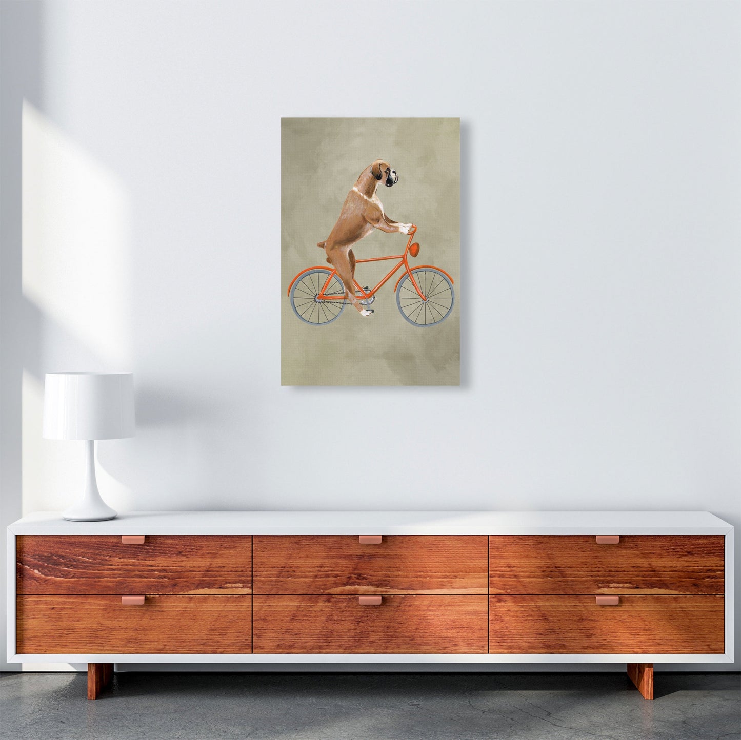 Avelena | Boxer Auf Fahrrad Kunstdruck