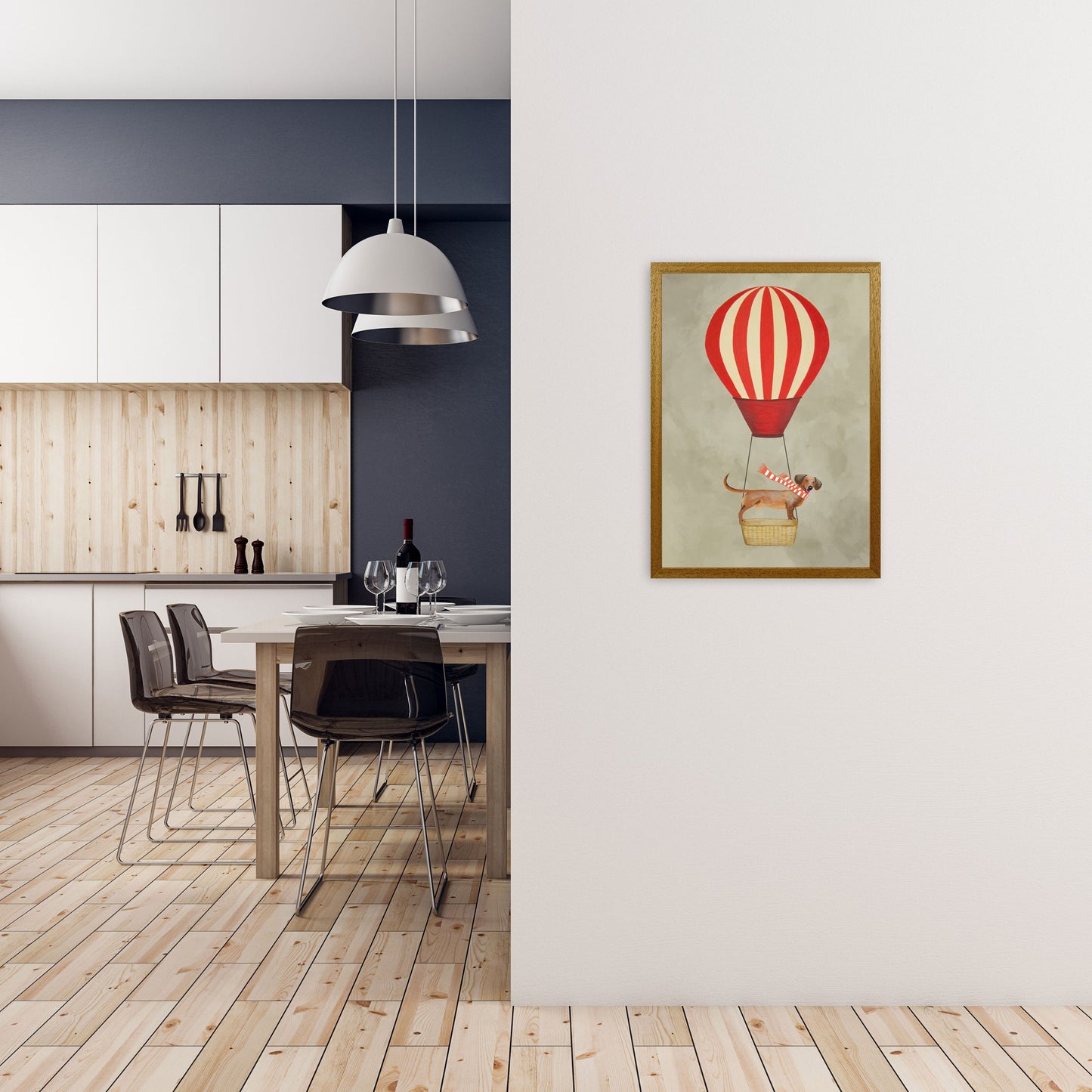 Avelena | Dackel mit Luftballon Kunstdruck Von Coco Deparis