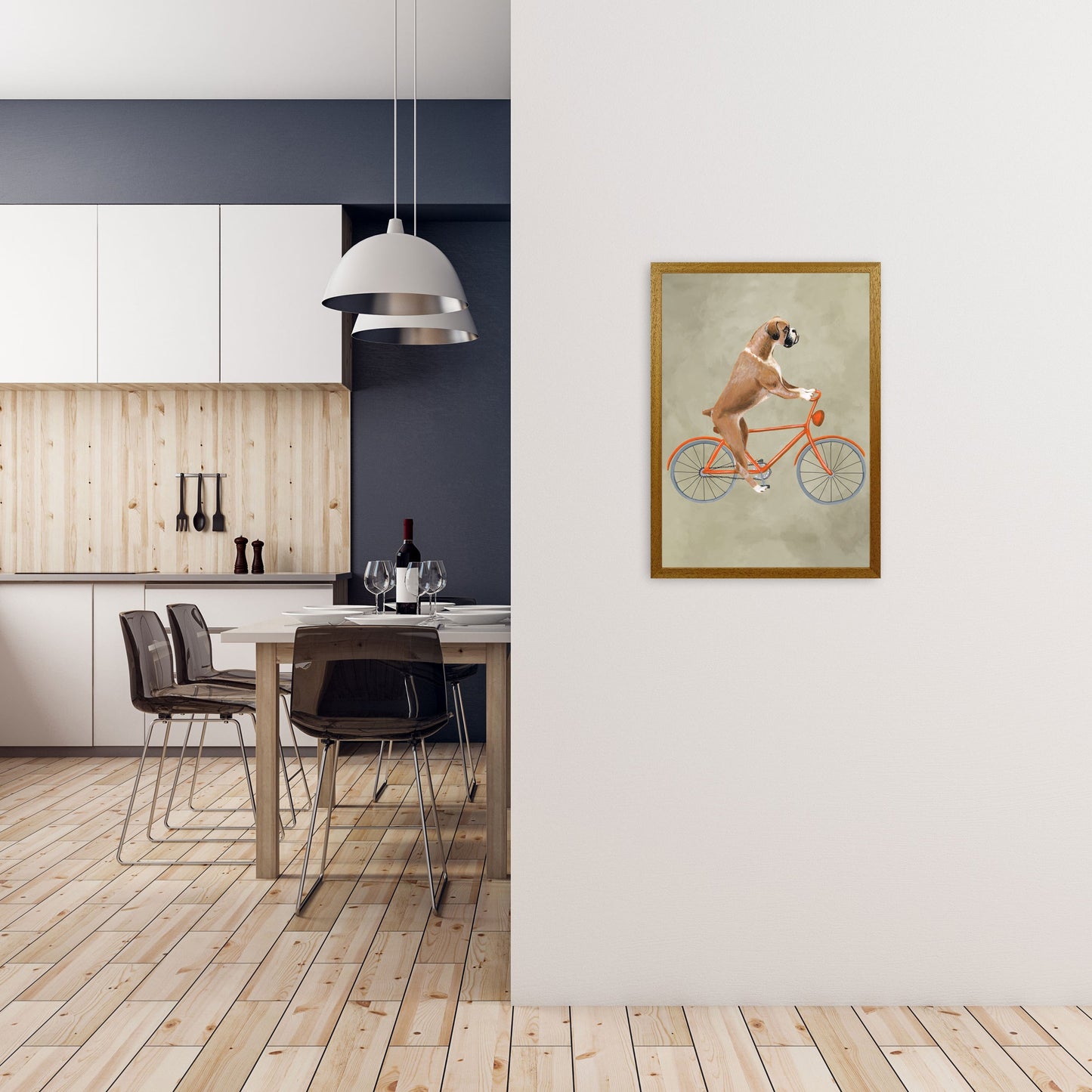 Avelena | Boxer Auf Fahrrad Kunstdruck