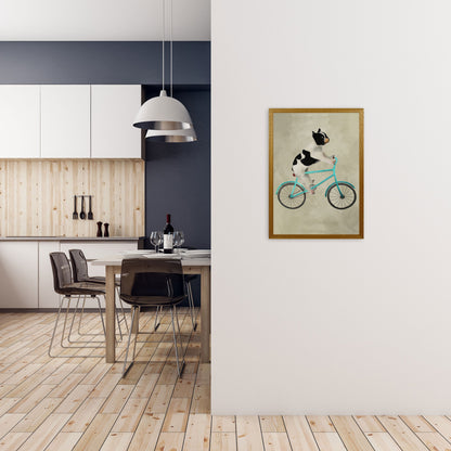 Avelena | Bulldog auf Fahrrad Kunstdruck