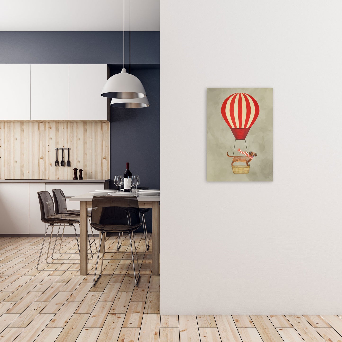 Avelena | Dackel mit Luftballon Kunstdruck Von Coco Deparis