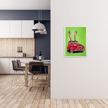 Avelena | 2 Giraffen Im Auto 2 Kunstdrucke