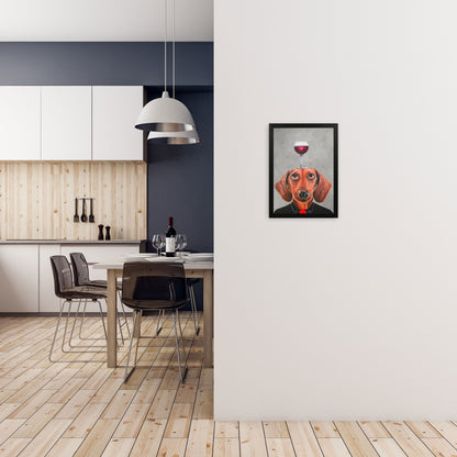 Avelena | Dackel mit Weinglas Kunstdruck Von Coco Deparis