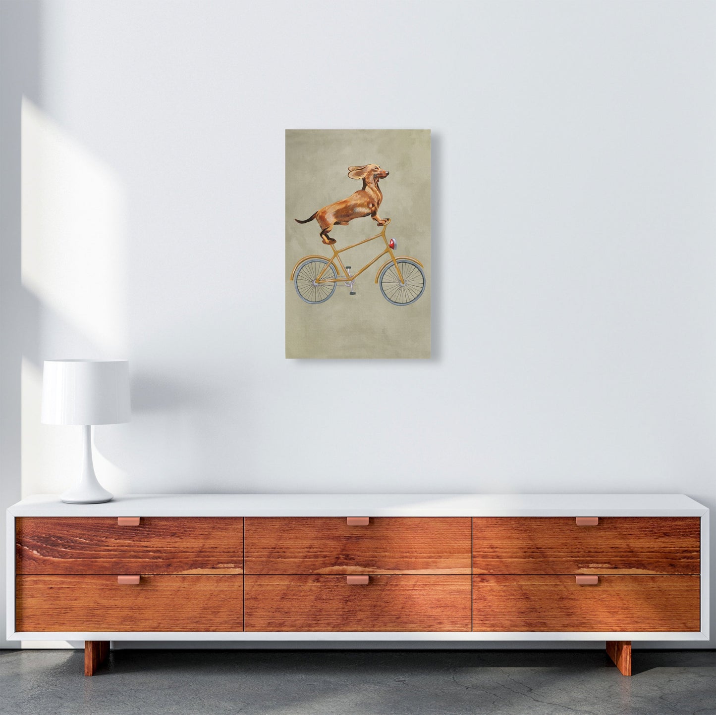 Avelena | Dackel Auf Fahrrad Kunstdruck Von Coco Deparis