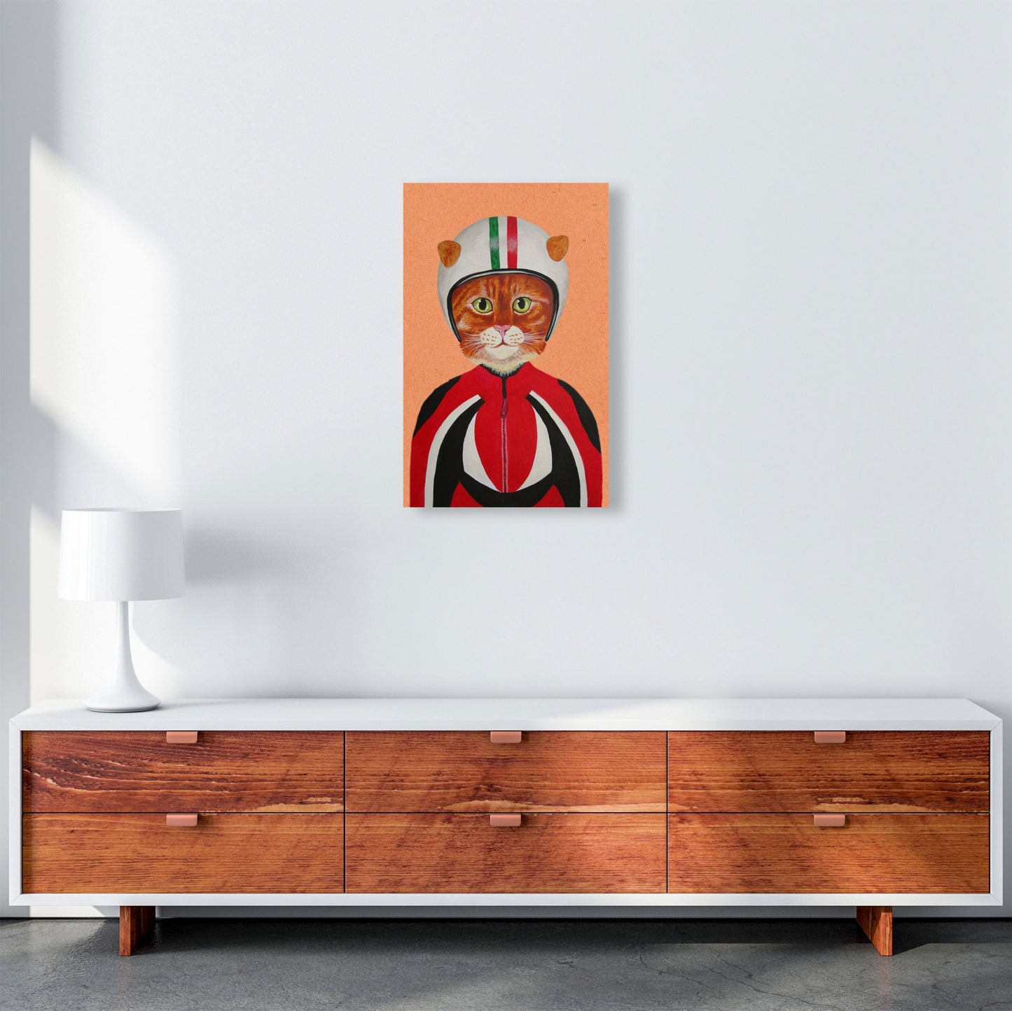 Avelena | Katze mit Helm Kunstdruck