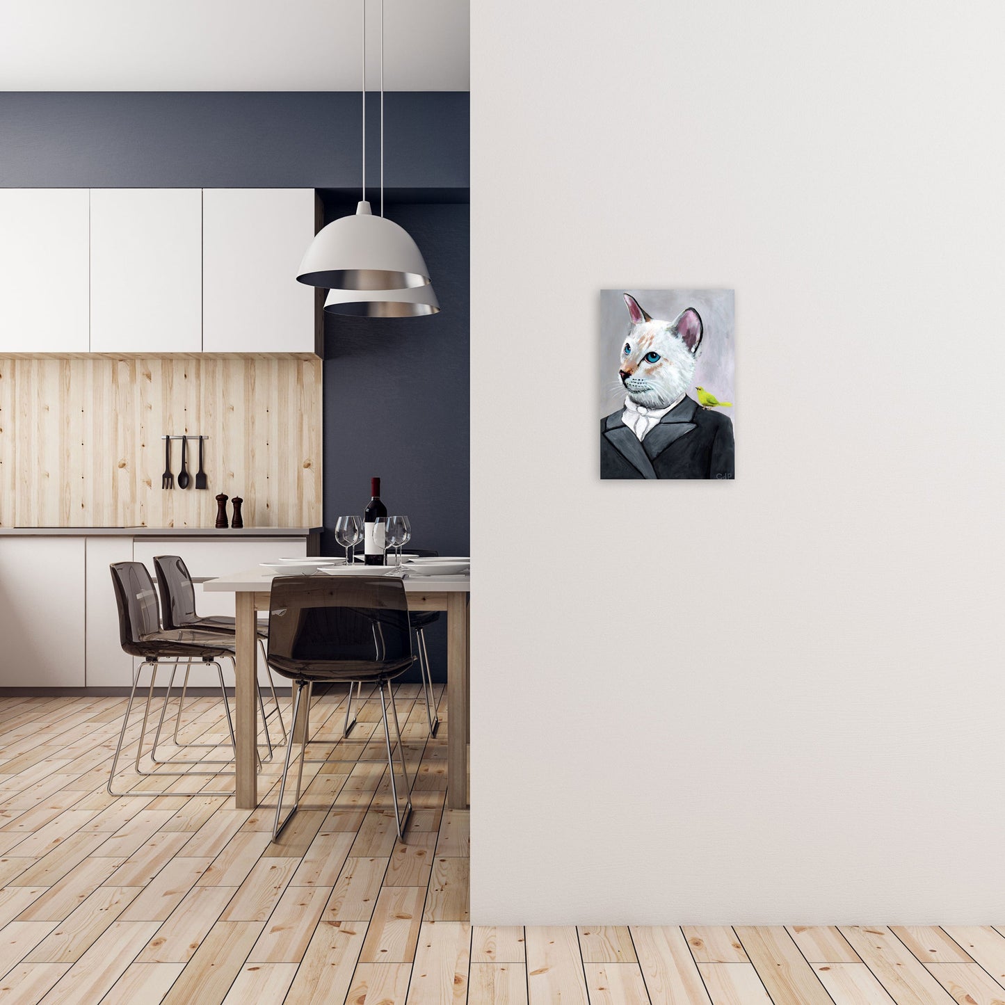 Avelena | Katze mit Vogel Kunstdruck