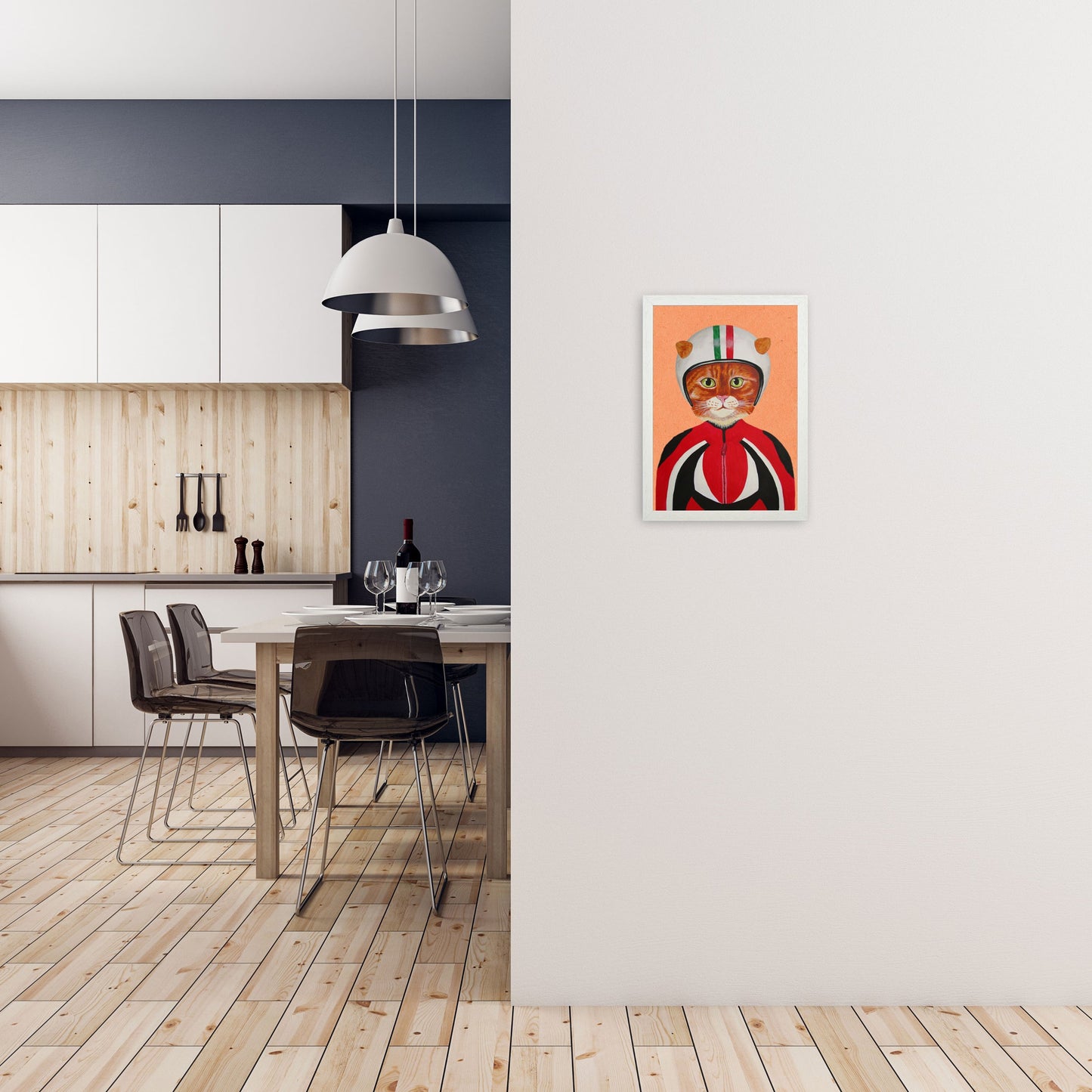 Avelena | Katze mit Helm Kunstdruck