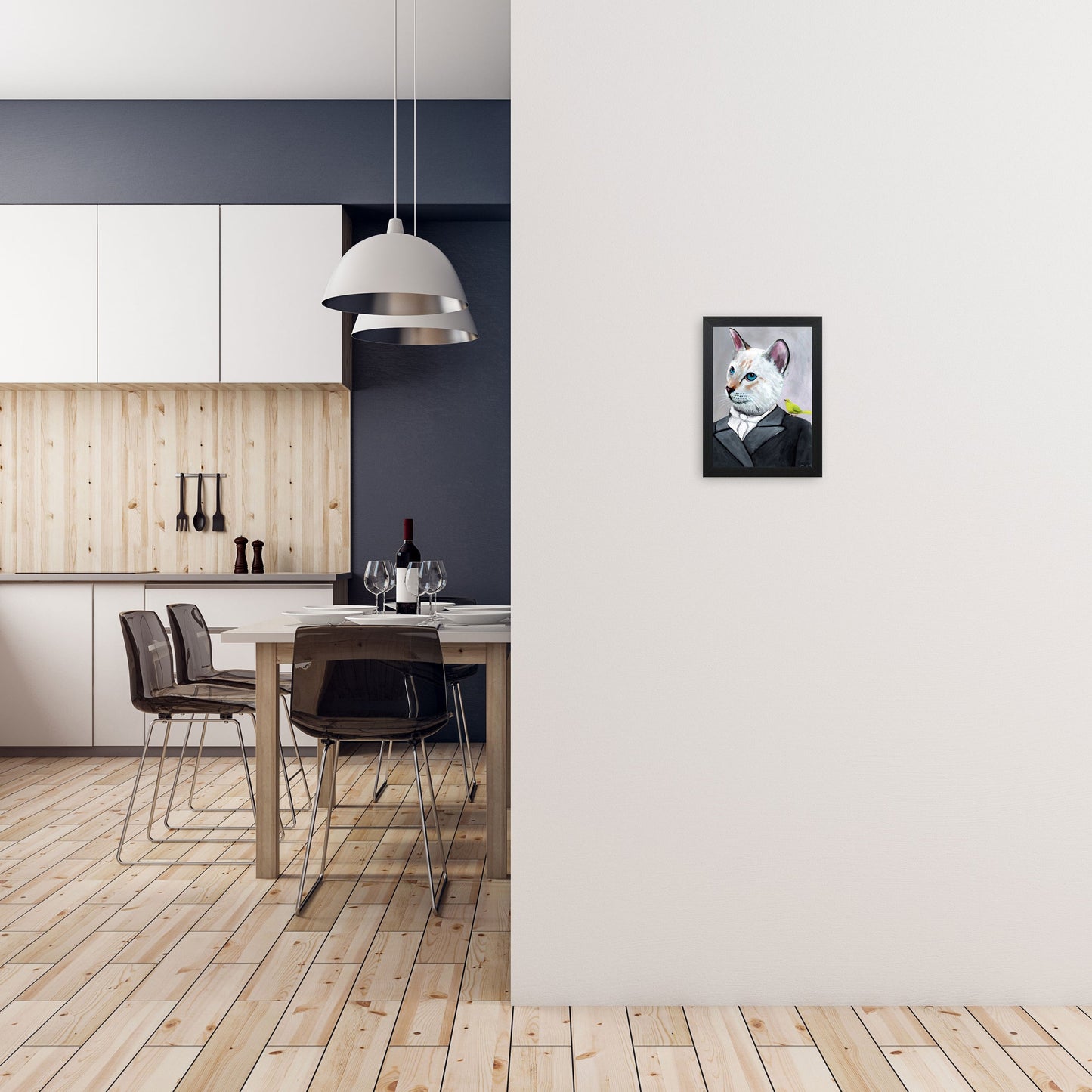 Avelena | Katze mit Vogel Kunstdruck