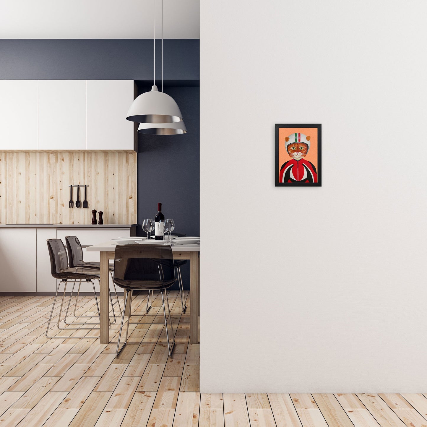 Avelena | Katze mit Helm Kunstdruck