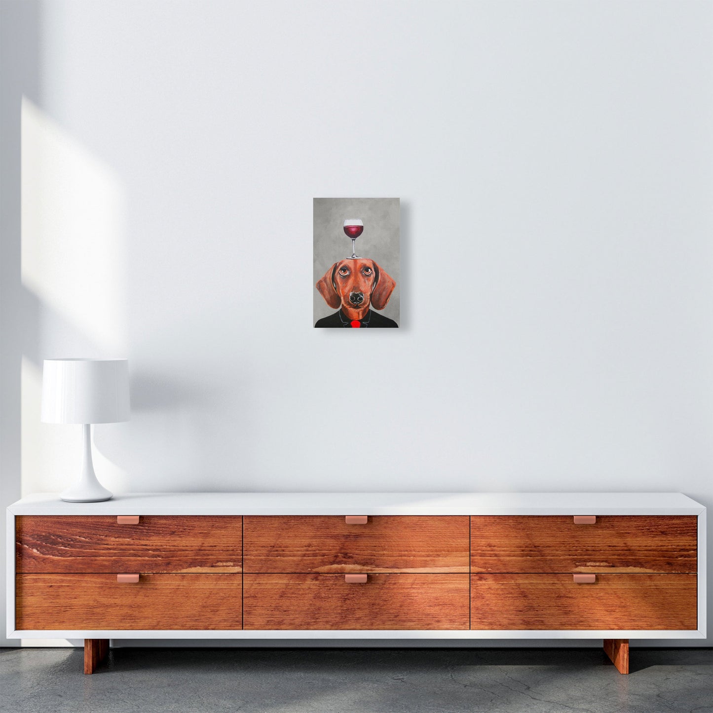 Avelena | Dackel mit Weinglas Kunstdruck Von Coco Deparis