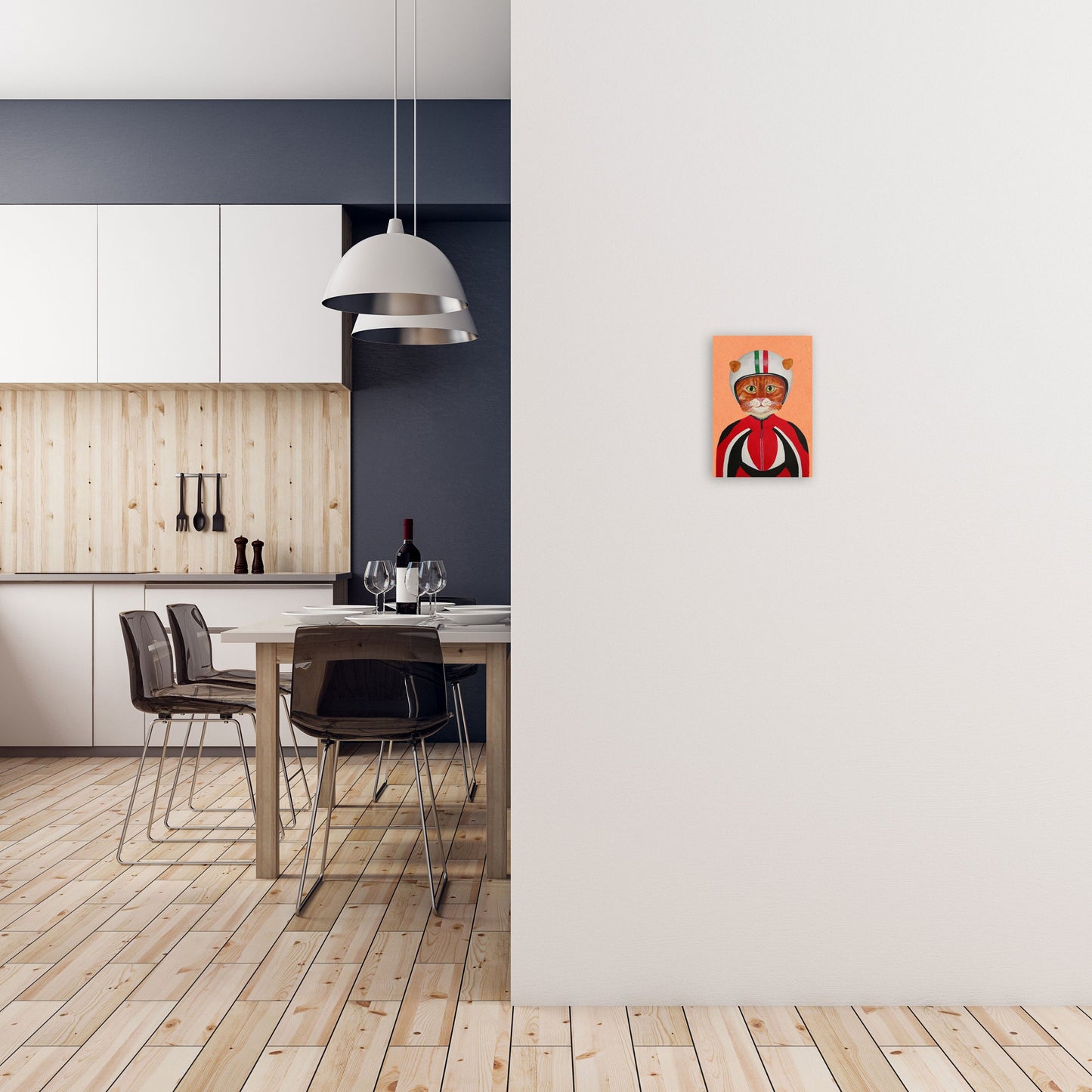 Avelena | Katze mit Helm Kunstdruck