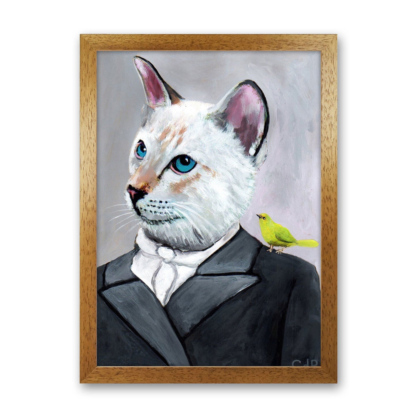 Avelena | Katze mit Vogel Kunstdruck