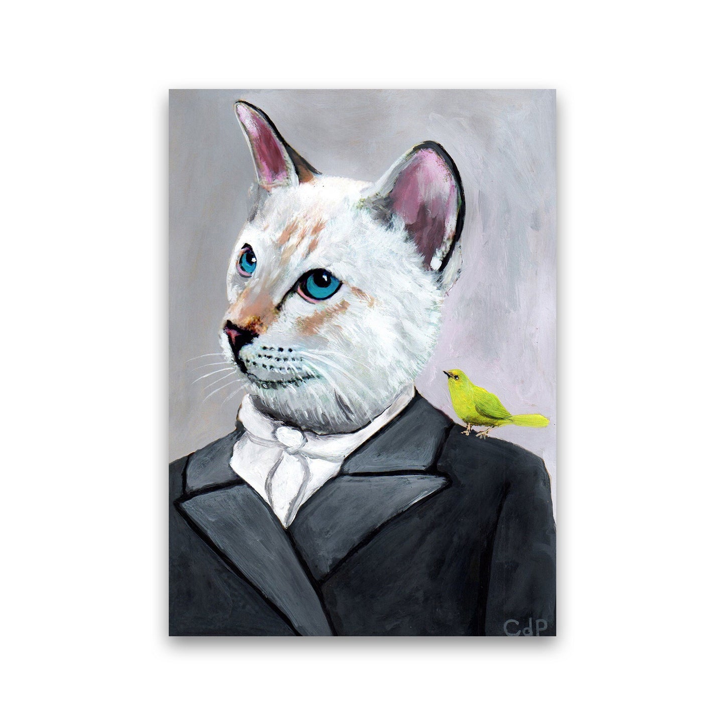 Avelena | Katze mit Vogel Kunstdruck