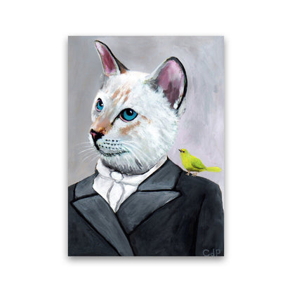 Avelena | Katze mit Vogel Kunstdruck