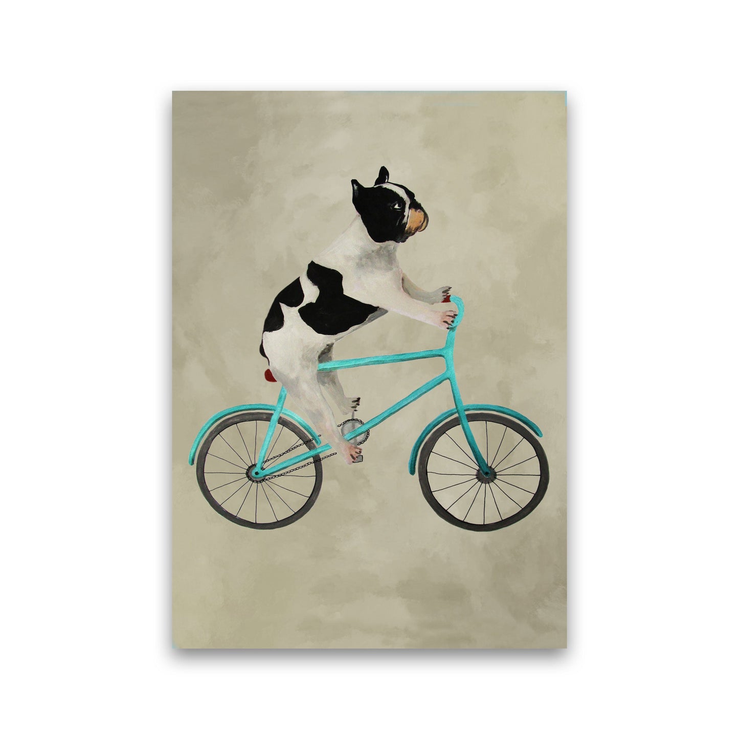 Avelena | Bulldog auf Fahrrad Kunstdruck